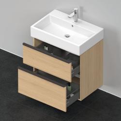 Тумба под раковину Duravit D-Neo, 78,4х44,2х62,5 см, подвесная, 2 выдвижных ящика, ДСП, цвет: натуральный дуб, шкафчик навесной, прямоугольная, правая/левая, в ванную комнату
