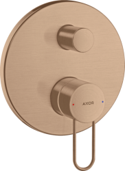 Смеситель для ванны Axor Uno однорычажный, с рукояткой-петлей, скрытого монтажа, настенный/встраиваемый, круглый, латунный, без излива, керамический, цвет шлифованное красное золото, без душевого шланга/лейки