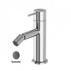 Смеситель для биде Cezares Leaf, однорычажный, низкий, длина излива 105 мм, неповоротный, керамический, латунь, цвет Gunmetal PVD, с донным клапаном