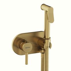 Смеситель с гигиеническим душем Damixa Option однорычажный, скрытого монтажа, керамический, настенный, латунь, цвет бронза, встраиваемый