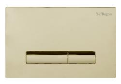 Кнопка смыва BelBagno Genova, прямоугольная, цвет: золото. пластик, клавиша управления для сливного бачка, инсталляции унитаза, двойная, механическая, панель, универсальная, размер 15х23х6,5 см