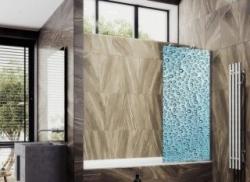 Душевая шторка на ванну MaybahGlass, 140х40 см, стекло с рисунком (ФП011)/профиль широкий, цвет хром матовый, фиксированная, закаленное стекло 8 мм, плоская/панель, правая/левая, правосторонняя/левосторонняя, универсальная