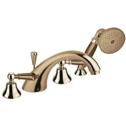 Смеситель для ванны/душа Cezares First на борт ванны, двухвентильный, неповоротный, длина 200 мм, керамический, латунь, цвет бронза, цвет ручек бронза
