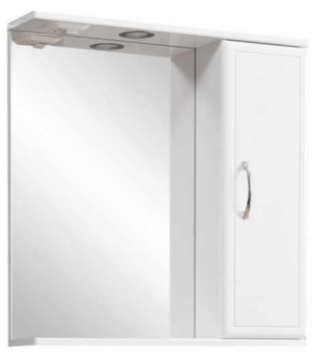 Зеркальный шкаф GRADEONIKA "Спарта 500", 50х14х70 см, БЕЗ ПОДСВЕТКИ, подвесной, цвет белый, зеркало, 1 распашная дверца, прямоугольный, правый (ГРАДЕОНИКА)