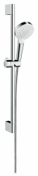 Душевой гарнитур Hansgrohe Crometta Vario Green Unica 65 см, комплект: ручной душ/душевая штанга/шланг для душа/ползунок, пластик, цвет хром/белый, наружного монтажа, настенный, для душа/ванной