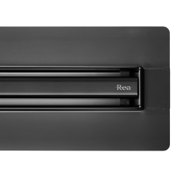 Трап щелевой REA NEOX SLIM PRO 700, D50, цвет черный матовый, для душа в полу, мокрый затвор, горизонтальный выпуск, нержавеющая сталь, прямоугольный