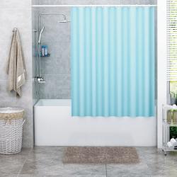 Штора для ванны WasserKRAFT Oder, 180х200 см, водоотталкивающая, универсальная, из полиэстера, с кольцами в комплекте, цвет- голубой, для ванной/ванны