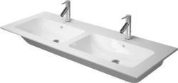 Раковина DURAVIT ME by Starck, WonderGliss 130х49х18 см, подвесная, двойная (две чаши) прямоугольная, санфарфор, цвет белый шелковисто-матовый, без отверстия под смеситель, антигрязевое покрытие, слив/перелив