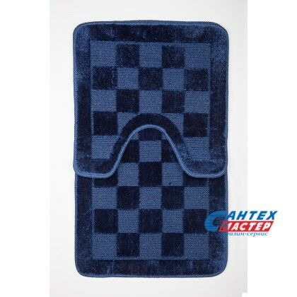 Набор 2 коврика для ванны АкваЛиния 45х75 полипропилен синий шахматы Twist