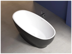 Ванна ABBER 165x80х60 акриловая, черный матовый/белый, отдельностоящая, овальная AB9207МB