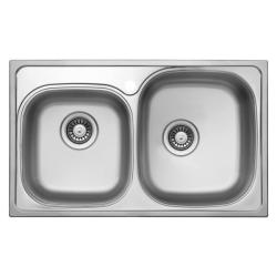Мойка 480х780 см TopZero Wellinox серия COMFORT, 2 чаши врезная, из нержавеющей стали, полированная, прямоугольная, отверстие под смеситель, слив-перелив, для кухни