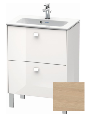 Тумба под раковину Duravit Brioso, 62х38,9х68,3 см, напольная, цвет: натуральный дуб/хром, 2 выдвижных ящика, ДСП, прямоугольная, левая/правая, в ванную комнату