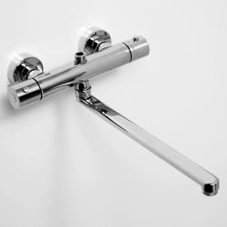 Смеситель для ванны/душа WasserKRAFT Berkel, термостатический, настенный, керамический, поворотный, длина излива 322 мм, латунь, цвет хром