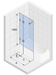 Душевая шторка на ванну Riho VZ Scandic NXT X109V, 85х150 см, прозрачное стекло/профиль хром, распашная, плоская/панель, левая, левосторонняя, (душевая шторка для ванны)