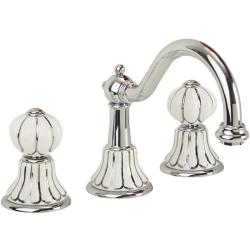 Смеситель для раковины Migliore Olivia, двухвентильный, излив короткий, поворотный, длина 190 мм, керамический, латунь, цвет белый/декор платина/хром