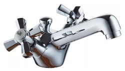 Смеситель для раковины/умывальника LEDEME двухвентильный, неповоротный, длина излива 130 мм, латунь, цвет хром