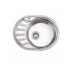 Мойка Ledeme 57.5х45х18 см, толщина 0.8 мм, с левым крылом врезная, нержавеющая сталь, овальная, цвет глянцевая, с отверстием под смеситель, слив-перелив/сифон 3 1/2", для кухни