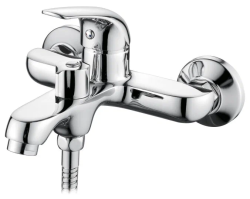 Смеситель для ванны/душа LEDEME настенный, однорычажный, неповоротный, силуминовый, длина излива 177 мм, силумин, цвет хром