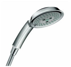 Лейка душевая Hansgrohe Raindance Classic 100 3jet, настенная, круглая, с 3 режимами, регулируемая, хромированная/пластмассовая, цвет хром, ручная, для душа/ванной