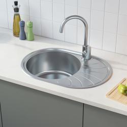 Мойка кухонная IDDIS Suno S, 65х46х18 см, нержавеющая сталь, овальная, цвет сатин шелк, без отверстия под смеситель, с крылом, оборачиваемая