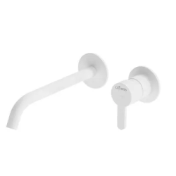 Смеситель для раковины Cezares Leaf, встраиваемый, однорычажный, длина излива 220 мм, неповоротный, керамический, латунь, цвет белый матовый, с донным клапаном, внутренний/скрытый монтаж