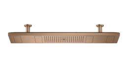 Верхний душ AXOR ShowerSolutions ShowerHeaven 1200/300 4jet, потолочный монтаж, прямоугольный, с 4 режимами, размер 120х30 см, металлический, цвет: шлифованное красное золото, для душа/ванной, с подсветкой 3500 K