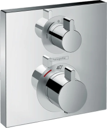 Смеситель для душа Hansgrohe Ecostat Square, термостатический, скрытого монтажа, настенный, без излива/шланга/лейки, латунь, цвет хром