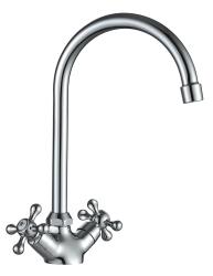 Смеситель для кухни/мойки Olives Anari AN19431 двухвентильный, кран-букса, с высоким поворотным изливом, длина 165 мм, латунь, цвет хром