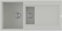 Мойка кухонная Longran Enigma, 100х50х20 см, две чаши, врезная, искусственный гранит, прямоугольная, цвет арена, без отверстия под смеситель, с крылом, слив-перелив, врезная в столещницу, для кухни