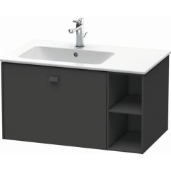 Тумба под раковину Duravit Brioso, 82х47,9х44,2 см, подвесная, 1 выдвижной ящик, с открытой полкой слева, ДСП, цвет: графит матовый, шкафчик навесной, механизм доводчика, прямоугольная, левая, в ванную комнату