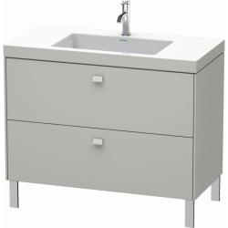 Тумба c раковиной Duravit Brioso, 100х48х61,3 см, подвесная, 2 выдвижных ящика, ДСП, цвет: бетонно-серый /Vero Air, мебельная, прямоугольная, цвет белый, фарфоровая, без отверстия под смеситель, без перелива