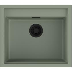 Мойка кухонная Omoikiri Sintesi 57-WG, 57х50 см, врезная, из керамики (Artceramic), прямоугольная, цвет зеленый ветер, без отверстия под смеситель, без крыла, слив-перелив, врезная в столещницу, для кухни