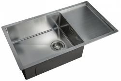 Мойка кухонная ZorG Light, 78х44х20 см, нержавеющая сталь, прямоугольная, цвет: нержавеющая сталь, без отверстия под смеситель, с крылом, оборачиваемая, слив-перелив, врезная