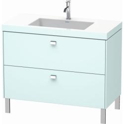 Тумба c раковиной Duravit Brioso, 100х48х70,1 см, напольная, 2 выдвижных ящика, ДСП, цвет: светло-голубой/хром /Vero Air, мебельная, прямоугольная, цвет белый, фарфоровая, с площадкой под смеситель, без перелива