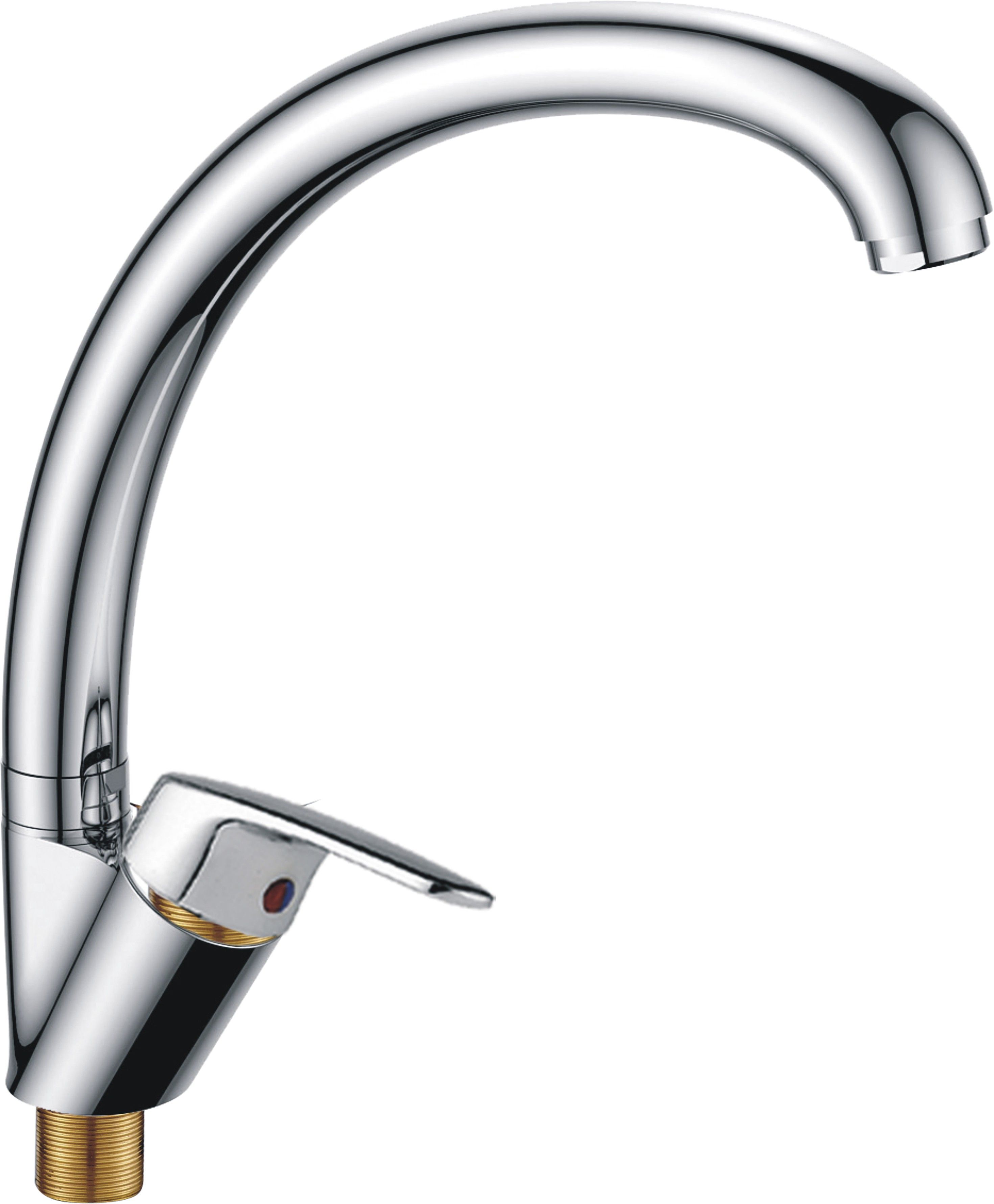 Смеситель для кухни/мойки HAIBA однозахватный, поворотный, латунный, с длинным изливом, латунь, цвет хром