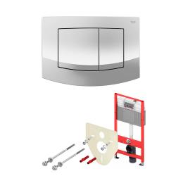 Инсталляция TECEbase 2.0 для подвестного унитаза, с кнопкой смыва ТЕСЕambia хром глянцевый, с креплением к стене, звукоизоляционная плита