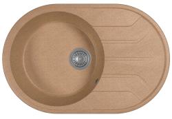 Мойка кухонная BAMBOO Лиана 760, 50х76х19,7 см, встраиваемая сверху, литьевой мрамор, овальная, цвет визувий, отверстие под смеситель отмечено с лицевой стороны, с крылом, слив-перелив, врезная в столещницу