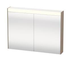 Зеркальный шкаф Duravit Brioso, 82х76х14,8 см, подвесной, цвет: лен, зеркало с подсветкой LED/ЛЭД, выключатель/розетка, с 2 распашными дверцами/двухстворчатый, 2 стеклянные полки, прямоугольный