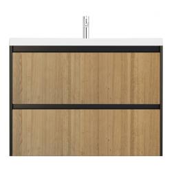 Тумба под раковину Velvex Klaufs 100.2Y, 995х450х723 мм, подвесная, цвет шатане/черный, 2 выдвижных ящика/выдвижной органайзер, подходит раковина Paola Mario 100, правая/левая, правосторонняя/левосторонняя/универсальная, в ванную комнату