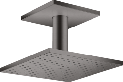 Верхний душ AXOR ShowerSolutions 250/250 2jet, с потолочным подсоединением, потолочный монтаж, квадратный, с 2 режимами, размер 25х25 см, металлический, цвет: шлифованный черный хром, для душа/ванной