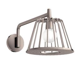 Верхний душ AXOR LampShower/Nendo 275 1jet, с держателем, настенный монтаж, круглый, с 1 режимом, размер 27,5 см, металлический, цвет: полированный никель, со встроенным освещением, для душа/ванной