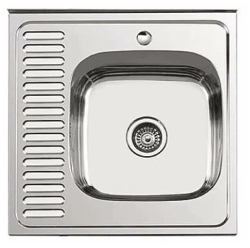 Мойка кухонная LEDEME 60х60х18 см, накладная, нержавеющая сталь, квадратная, цвет декор, с отверстием под смеситель, с крылом слева, без слив-перелива