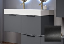 Тумба Cezares Premium, 120х45х27 см, подвесная, 2 выдвижных ящика, цвет черный матовый, шкафчик навесной, механизм доводчика, прямоугольная