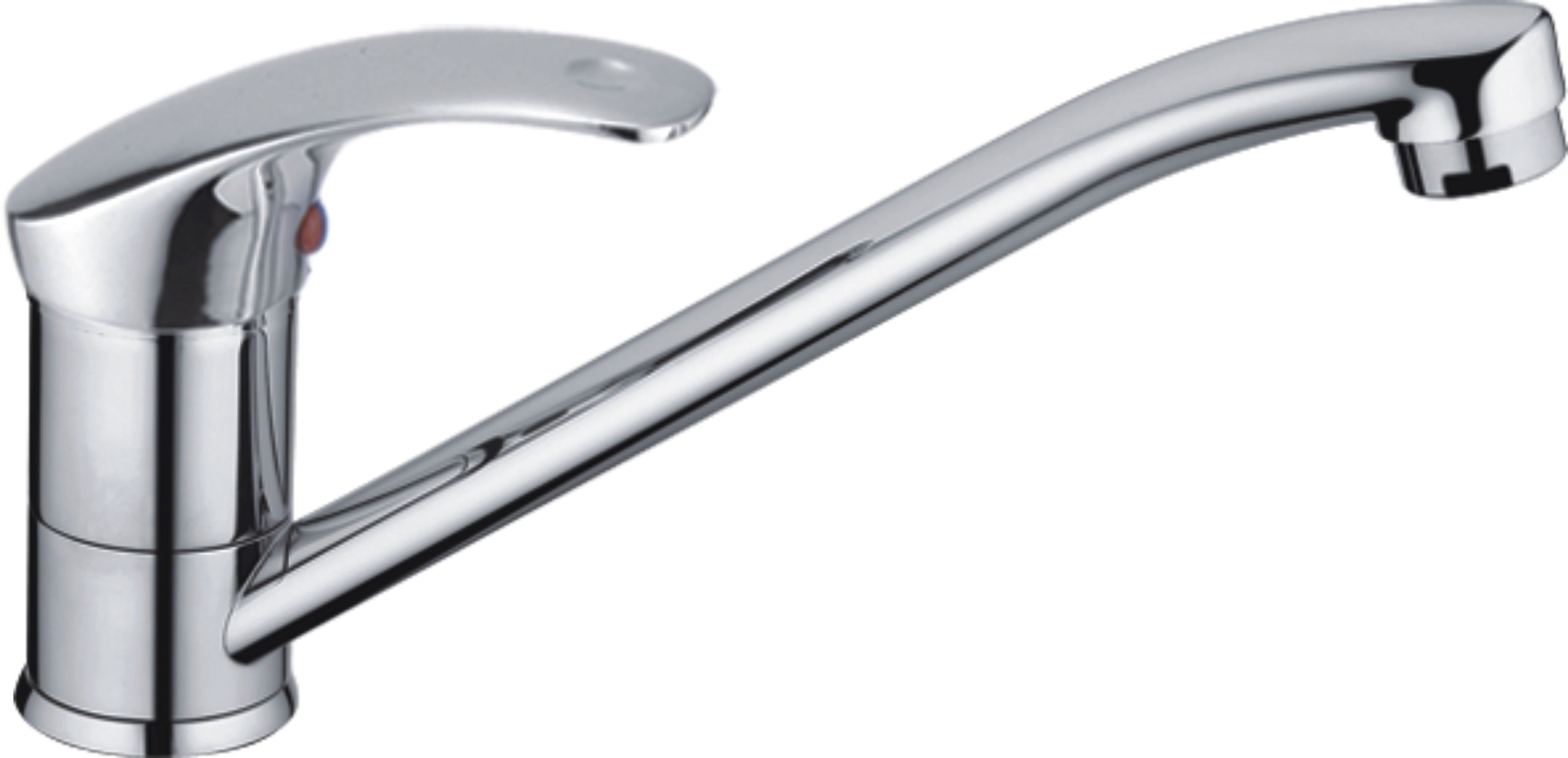 Смеситель для кухни/мойки HAIBA однозахватный, поворотный, латунный, с длинным изливом, длина 217 мм, латунь, цвет хром