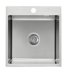 Мойка Ukinox Практика, 50х45 см, врезная, прямоугольная, цвет брашированная сталь, с отверстием под смеситель, перелив, без крыла, с выпуском