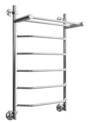 Полотенцесушитель Двин FE 80/50, водяной (1"-1/2" К1  Полированный), с полкой, универсальное подключение, нержавеющая сталь, настенный, форма лесенка, цвет хром, к отоплению и ГВС, для отопления, обогрева в ванной