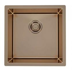 Мойка кухонная ALVEUS QUADRIX MONARCH 30 COPPER 45х45х20 см, слив 90, врезная вровень со столешницей, нержавеющая сталь с PVD покрытием, квадратная, цвет медь, без отверстий под смеситель
