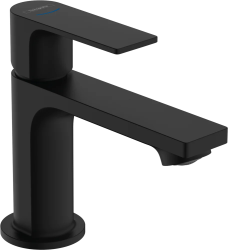 Смеситель для раковины Hansgrohe Rebris E 80, для холодной воды, однорычажный, фиксированный излив, длина излива 12,1 см, керамический, латунь, цвет матовый черный, без сливного набора