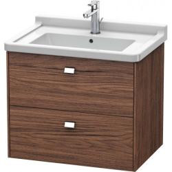 Тумба под раковину Duravit Brioso, 67х46,9х56,3 см, подвесная, 2 выдвижных ящика, ДСП, цвет: орех темный/хром, шкафчик навесной, механизм доводчика, прямоугольная, правая/левая, в ванную комнату