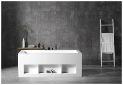Ванна ABBER 160x80х63,5 акриловая, белая, отдельностоящая, прямоугольная, с современным дизайном,каркас AB9339-1.6
